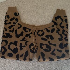 MADELINE THOMPSON Cashmere mix Leopard Pattern Joggers - Brown & Black
